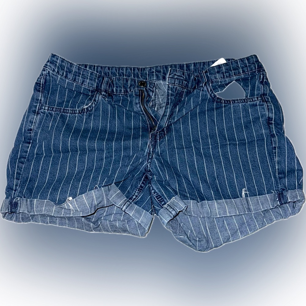 Pinstripe denim H&M shorts regular waist